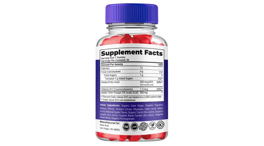 a ingredient list of ketobod acv gummies